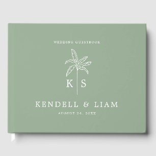 Monogram Wedding Logo Palm Tree Gästebuch