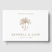 Monogram Wedding Logo Palm Tree Gästebuch (Vorderseite)