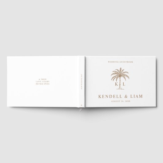 Monogram Wedding Logo Palm Tree Gästebuch (Voll)