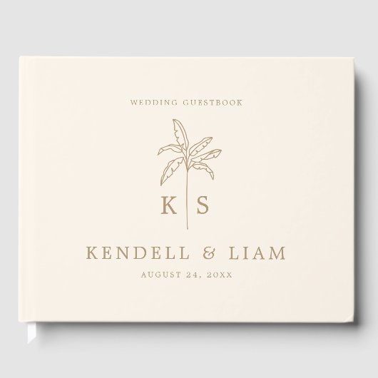Monogram Wedding Logo Palm Tree Gästebuch (Vorderseite)