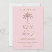 Monogram Wedding Logo Palm Tree Save the Date Card (Vorderseite)