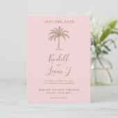 Monogram Wedding Logo Palm Tree Save the Date Card (Stehend Vorderseite)