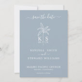 Monogram Wedding Logo Palm Tree Save the Date Einladung (Vorderseite)