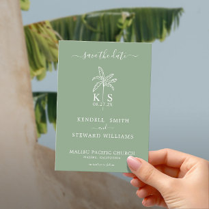 Monogram Wedding Logo Palm Tree Save the Date Einladung