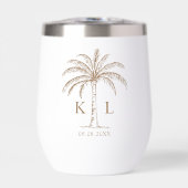 Monogram Wedding Logo Palm Tree Thermal Wine (Vorderseite)