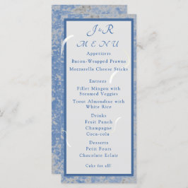 Monogram Wedding Menu Card aus blau-grauem Marmor Menükarte