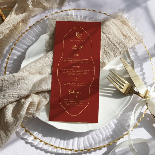 Monogram Wedding Menu mit Danke Menükarte