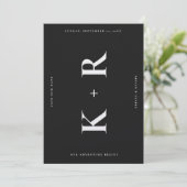 Monogram Wedding Modern Simple Black Save The Date (Stehend Vorderseite)