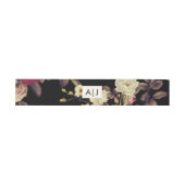 Monogram Wedding Moody Floral Black Einladungsbanderole (Flach)