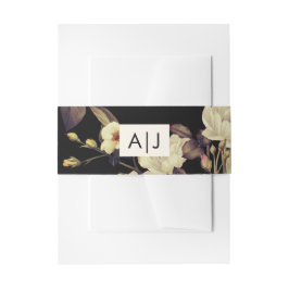 Monogram Wedding Moody Floral Black Einladungsbanderole