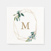 Monogram Wedding Napkin Gold Greenery Serviette (Vorderseite)