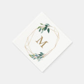 Monogram Wedding Napkin Gold Greenery Serviette (Ecke)