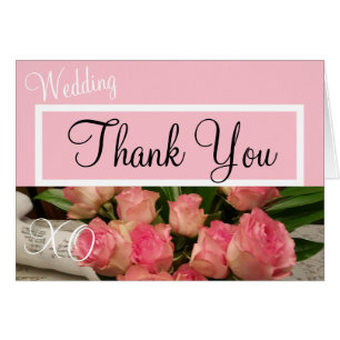 Monogram Wedding Pink Roses Danke