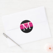 Monogram Wedding Pink Schwarz-weiß Umschlag Aufkle Runder Aufkleber (Umschlag)