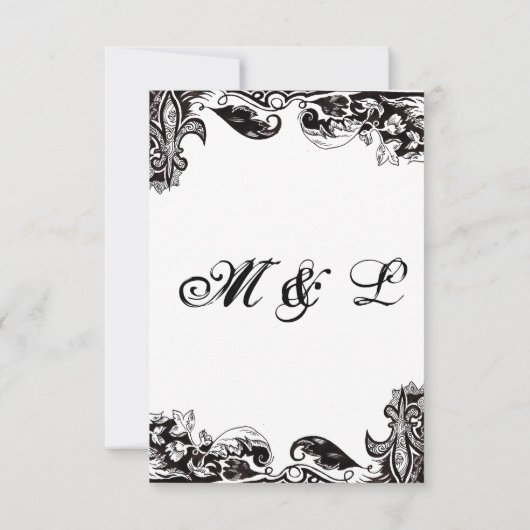 Monogram Wedding RSVP Card mit (Rückseite)