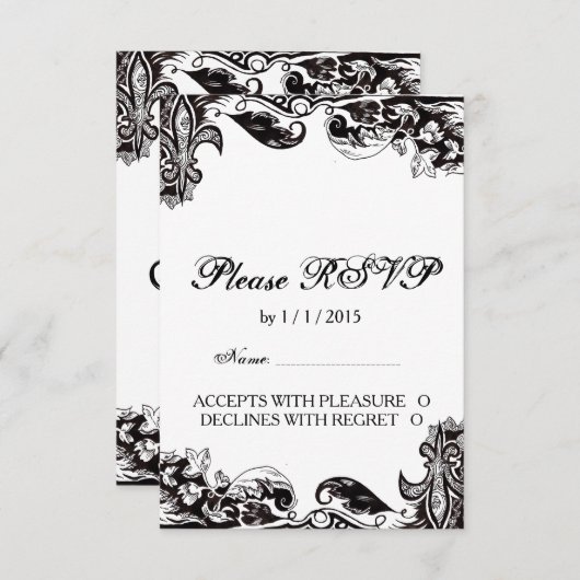 Monogram Wedding RSVP Card mit (Vorne/Hinten)