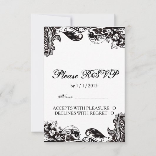 Monogram Wedding RSVP Card mit Karte (Vorderseite)