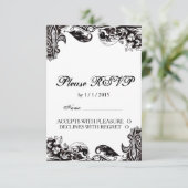 Monogram Wedding RSVP Card mit Karte (Stehend Vorderseite)