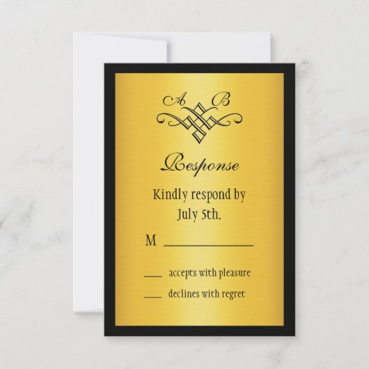 Monogram Wedding RSVP Gold (Vorderseite)
