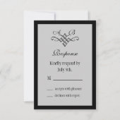 Monogram Wedding RSVP in Grau (Vorderseite)