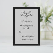 Monogram Wedding RSVP in Grau (Stehend Vorderseite)