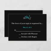 Monogram Wedding RSVP Schwarz-weiß (Vorne/Hinten)