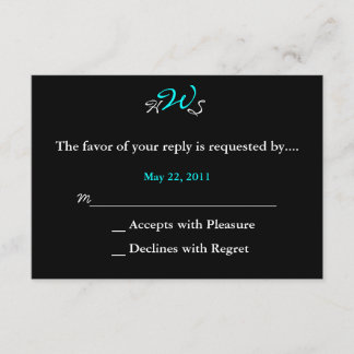 Monogram Wedding RSVP Schwarz-weiß Karte