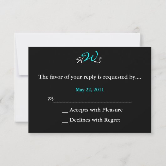 Monogram Wedding RSVP Schwarz-weiß Karte (Vorderseite)