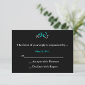 Monogram Wedding RSVP Schwarz-weiß Karte (Stehend Vorderseite)