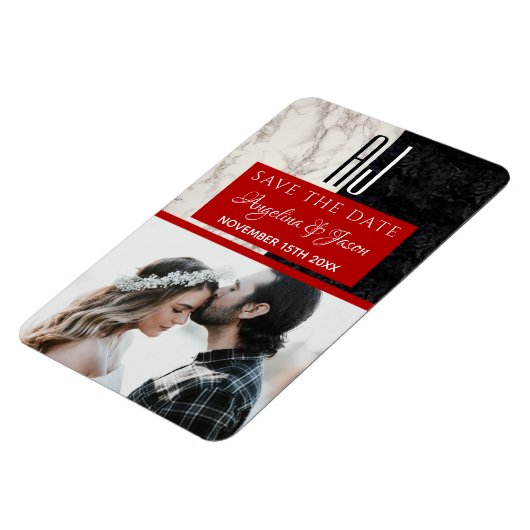 Monogram Wedding Save the Date Einladung Magnet (Linke Seite)