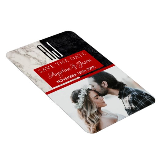 Monogram Wedding Save the Date Einladung Magnet (Rechte Seite)