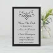 Monogram Wedding Save the Date in Gray (Stehend Vorderseite)
