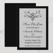 Monogram Wedding Save the Date in Gray (Vorne/Hinten)