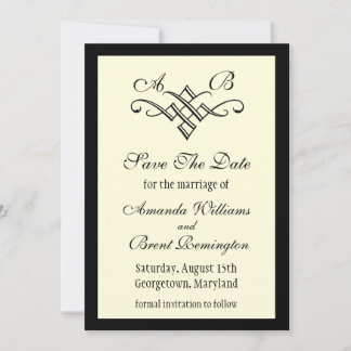 Monogram Wedding Save the Date in Off White
