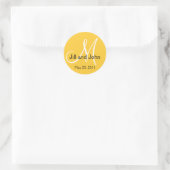 Monogram Wedding Save the Date Yellow Sticker (Tasche)