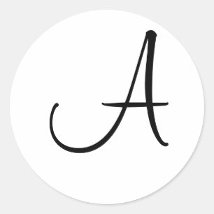 Monogram Wedding Schwarz-weiße benutzerdefinierte  Runder Aufkleber