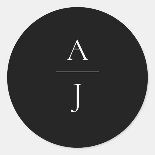 Monogram Wedding Schwarz-weißer Umschlag Aufkleber (Vorderseite)