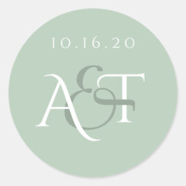 Monogram Wedding Siegel Sage Wedding Initials Runder Aufkleber
