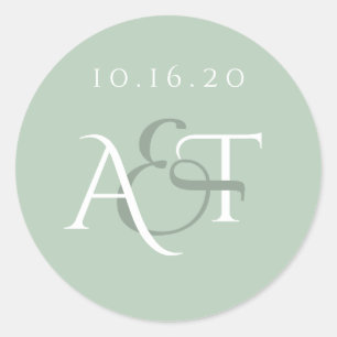 Monogram Wedding Siegel Sage Wedding Initials Runder Aufkleber