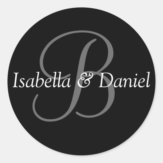 Monogram Wedding Template Bride Groom Names Custom Runder Aufkleber (Vorderseite)