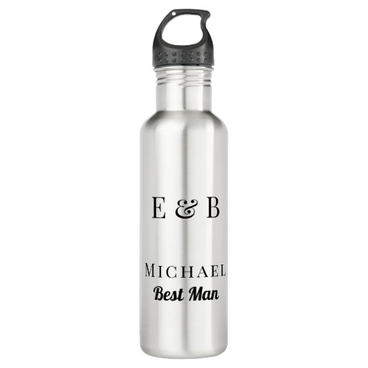 Monogram Wedding Trauzeuge Gift Personalisiert Bla Edelstahlflasche (Vorderseite)