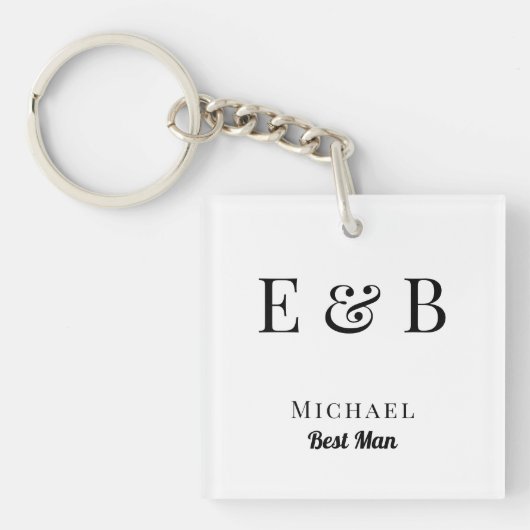 Monogram Wedding Trauzeuge Gift Personalisiert Bla Schlüsselanhänger (Vorderseite)