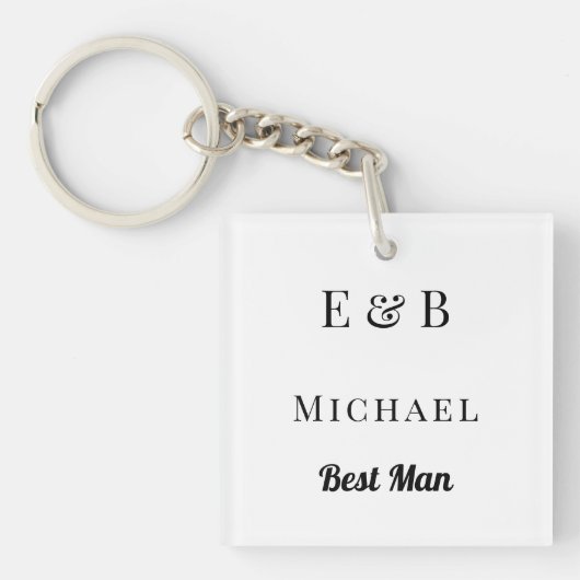 Monogram Wedding Trauzeuge Gift Personalisiert Bla Schlüsselanhänger (Vorderseite)
