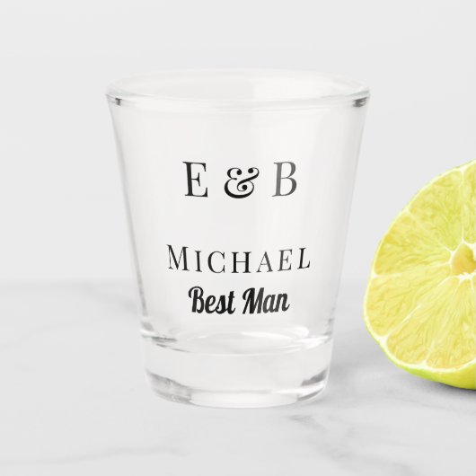 Monogram Wedding Trauzeuge Gift Personalisiert Bla Schnapsglas (Vorderseite)