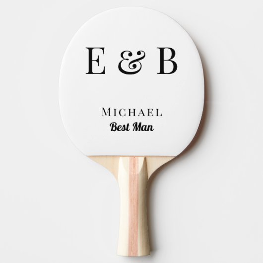 Monogram Wedding Trauzeuge Gift Personalisiert Bla Tischtennis Schläger (Vorderseite)