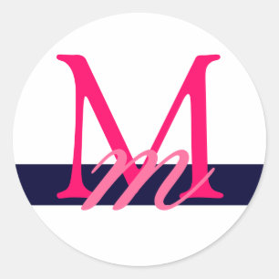 Monogram Wedding Umschlag Aufkleber White Navy Pin