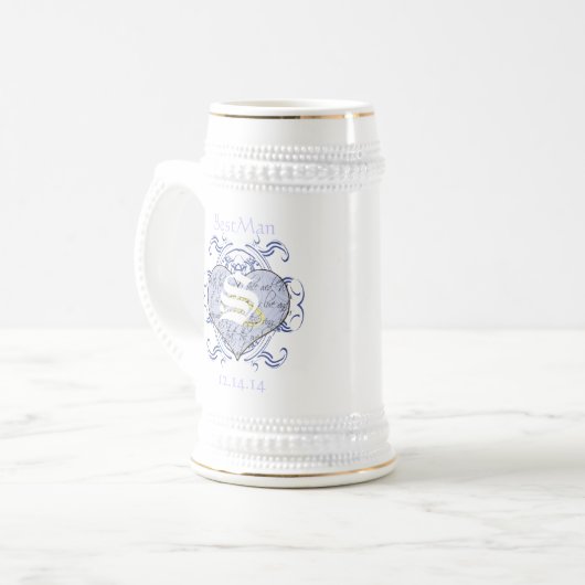 Monogram Wedding Vow Heart Bierglas (Vorderseite Links)