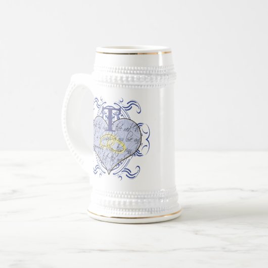Monogram Wedding Vow Heart Bierglas (Vorderseite Links)