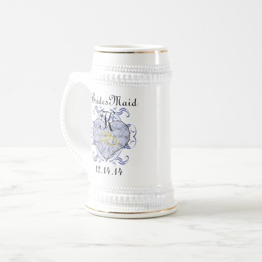 Monogram Wedding Vow Heart Bierglas (Vorderseite Links)
