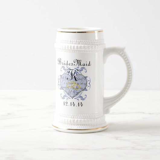 Monogram Wedding Vow Heart Bierglas (Rechts)
